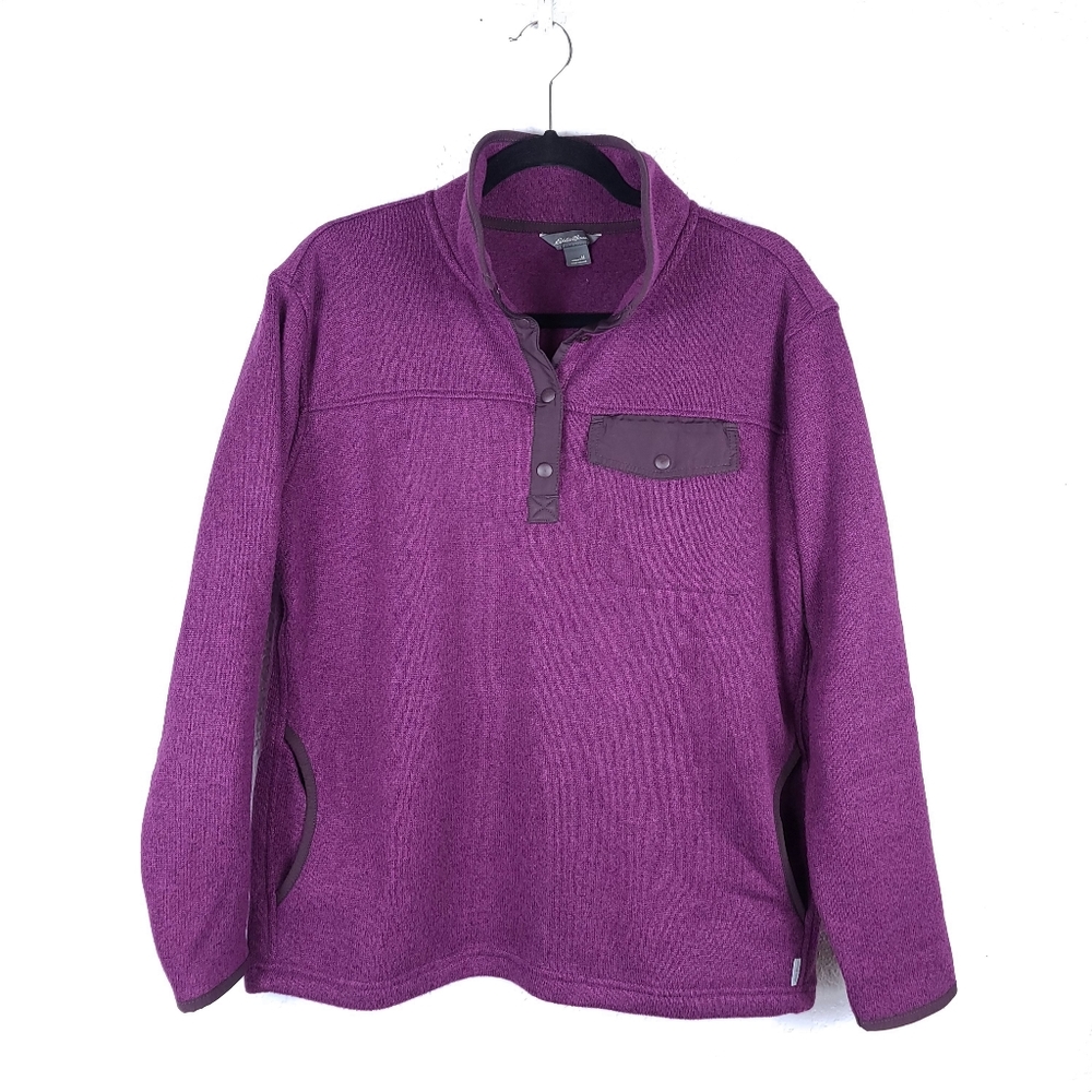 EDDIE BAUER Women's Snap-T Fleece Pullover-Purple-Size M - Picture 2 of 9